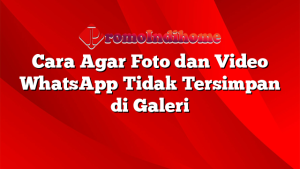 Cara Agar Foto dan Video WhatsApp Tidak Tersimpan di Galeri