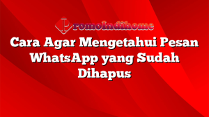 Cara Agar Mengetahui Pesan WhatsApp yang Sudah Dihapus