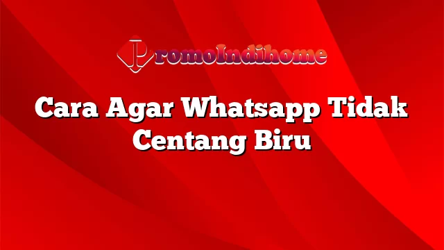 Cara Agar Whatsapp Tidak Centang Biru