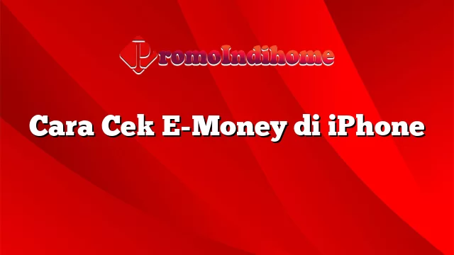 Cara Cek E-Money di iPhone