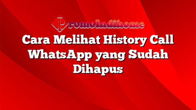 Cara Melihat History Call WhatsApp yang Sudah Dihapus