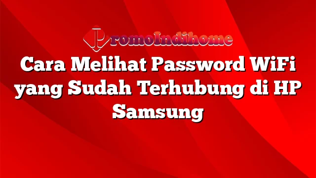 Cara Melihat Password WiFi yang Sudah Terhubung di HP Samsung