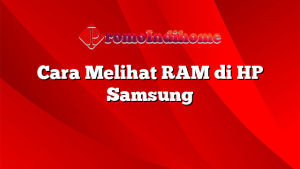 Cara Melihat RAM di HP Samsung