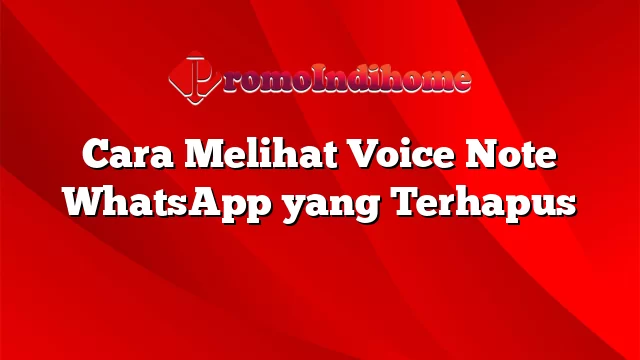 Cara Melihat Voice Note WhatsApp yang Terhapus