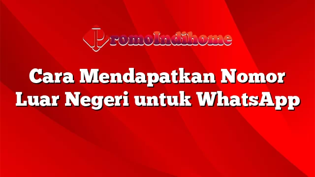 Cara Mendapatkan Nomor Luar Negeri untuk WhatsApp