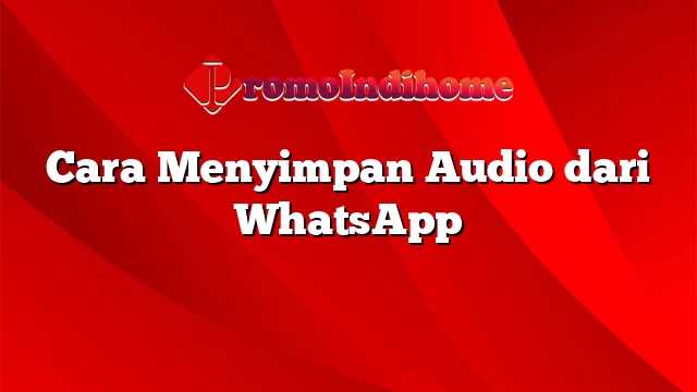 Cara Menyimpan Audio dari WhatsApp