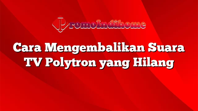 Cara Mengembalikan Suara TV Polytron yang Hilang