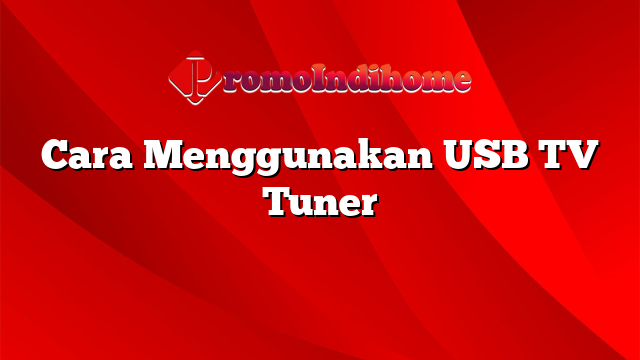 Cara Menggunakan USB TV Tuner