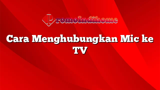 Cara Menghubungkan Mic ke TV