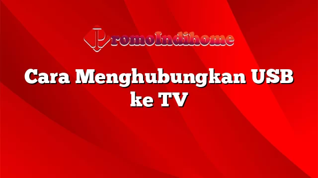 Cara Menghubungkan USB ke TV