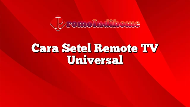 Cara Setel Remote TV Universal
