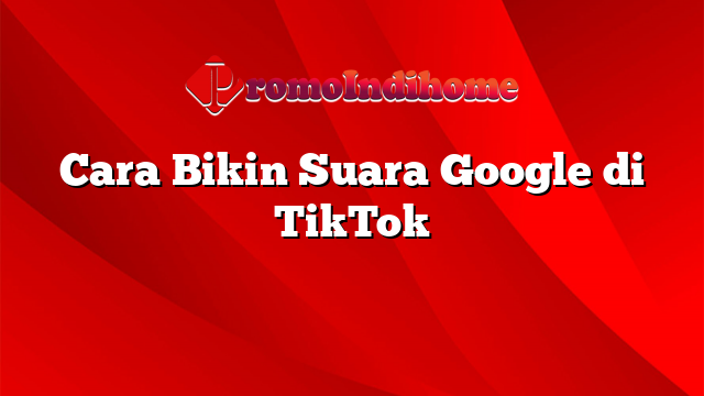 Cara Bikin Suara Google di TikTok