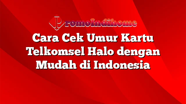 Cara Cek Umur Kartu Telkomsel Halo dengan Mudah di Indonesia