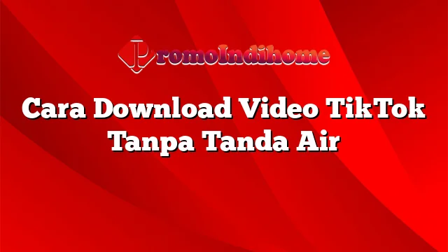 Cara Download Video TikTok Tanpa Tanda Air