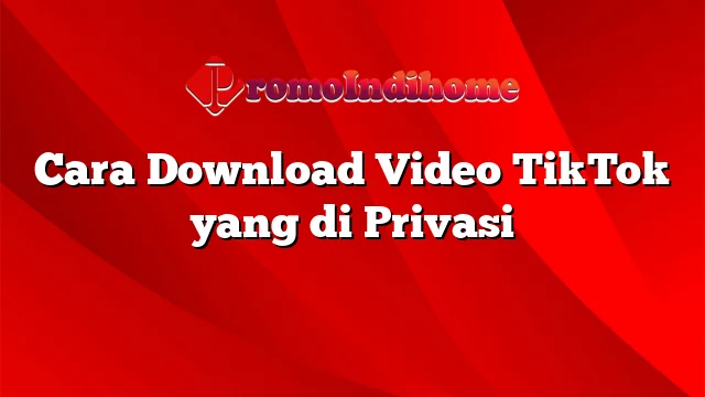 Cara Download Video TikTok yang di Privasi