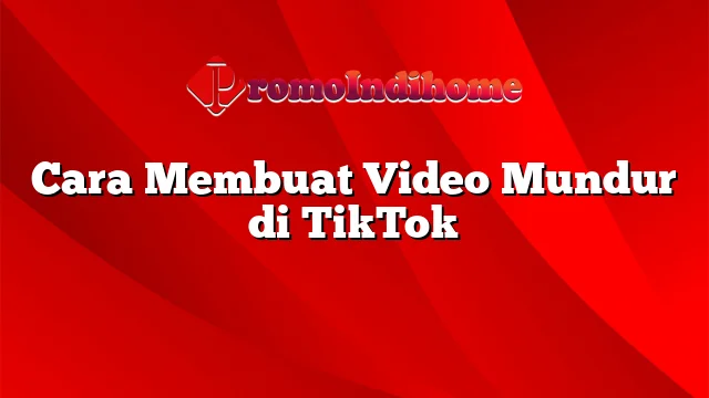 Cara Membuat Video Mundur di TikTok