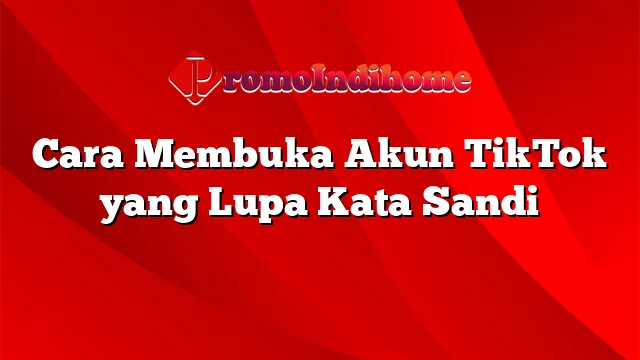 Cara Membuka Akun TikTok yang Lupa Kata Sandi