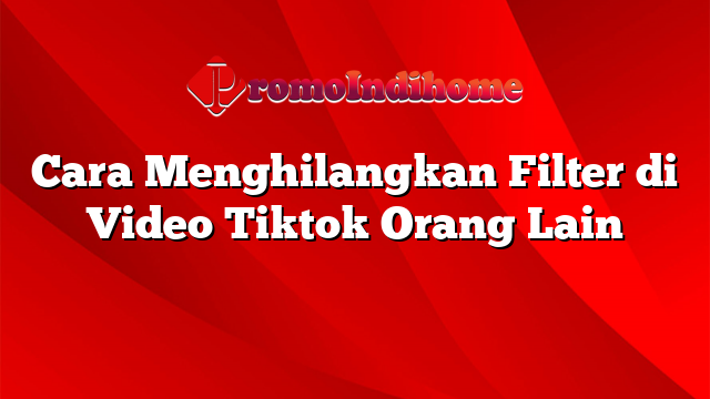 Cara Menghilangkan Filter di Video Tiktok Orang Lain