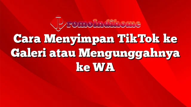 Cara Menyimpan TikTok ke Galeri atau Mengunggahnya ke WA