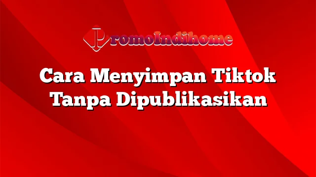 Cara Menyimpan Tiktok Tanpa Dipublikasikan