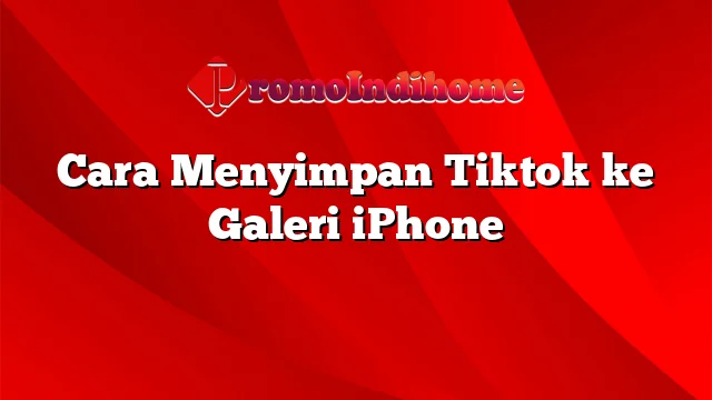 Cara Menyimpan Tiktok ke Galeri iPhone