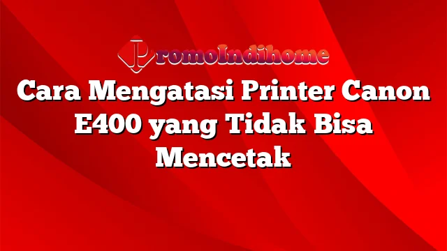 Cara Mengatasi Printer Canon E400 yang Tidak Bisa Mencetak