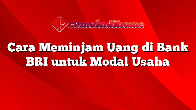 Cara Meminjam Uang di Bank BRI untuk Modal Usaha