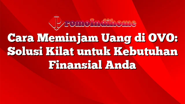 Cara Meminjam Uang di OVO: Solusi Kilat untuk Kebutuhan Finansial Anda