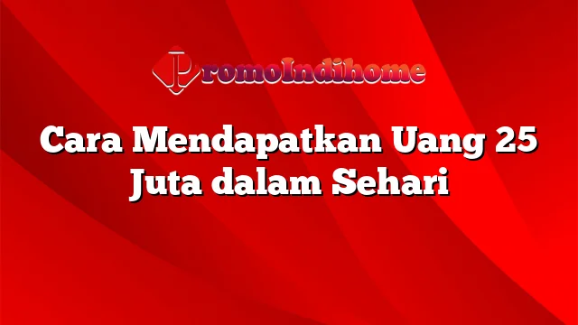 Cara Mendapatkan Uang 25 Juta dalam Sehari