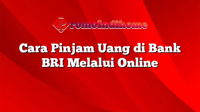 Cara Pinjam Uang di Bank BRI Melalui Online