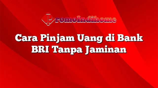 Cara Pinjam Uang di Bank BRI Tanpa Jaminan